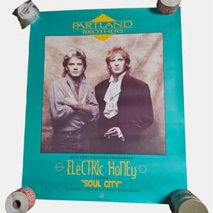 Partland Brothers Electric Honey 24x29.5 Original VTG 1987 Album Promo Poster